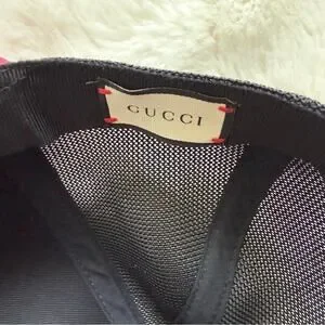GUCCI grained calfskin logo print hat Authentic Gucci Original GG Canvas Baseball Hat Brown with Web Detail  main image 2
